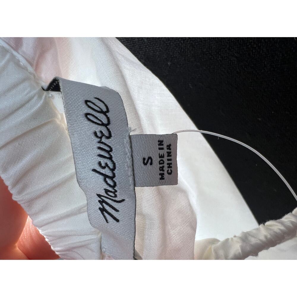 Madewell Embroidered Blouse Women SM White Off Shoulder Boho Top Balloon Sleeve - Picture 6 of 11